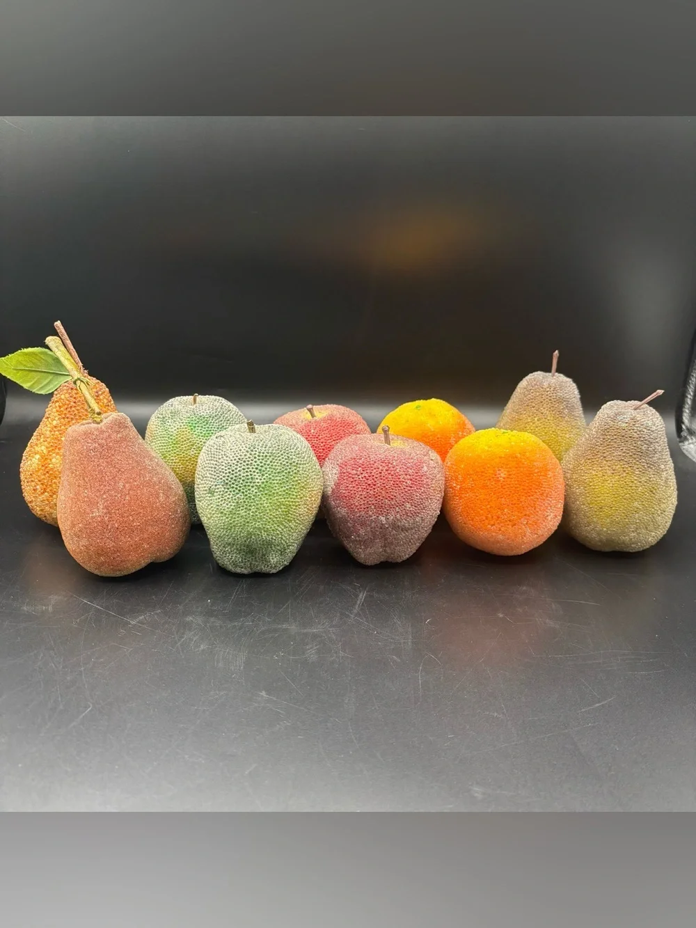 Vintage Fruit Beaded Faux Decor 90s Set of 13 Apple Orange Pear Grapes